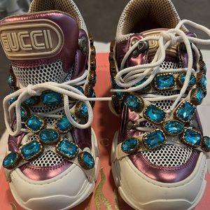 Gucci liquid silk X Sega Metallic Sneakers
